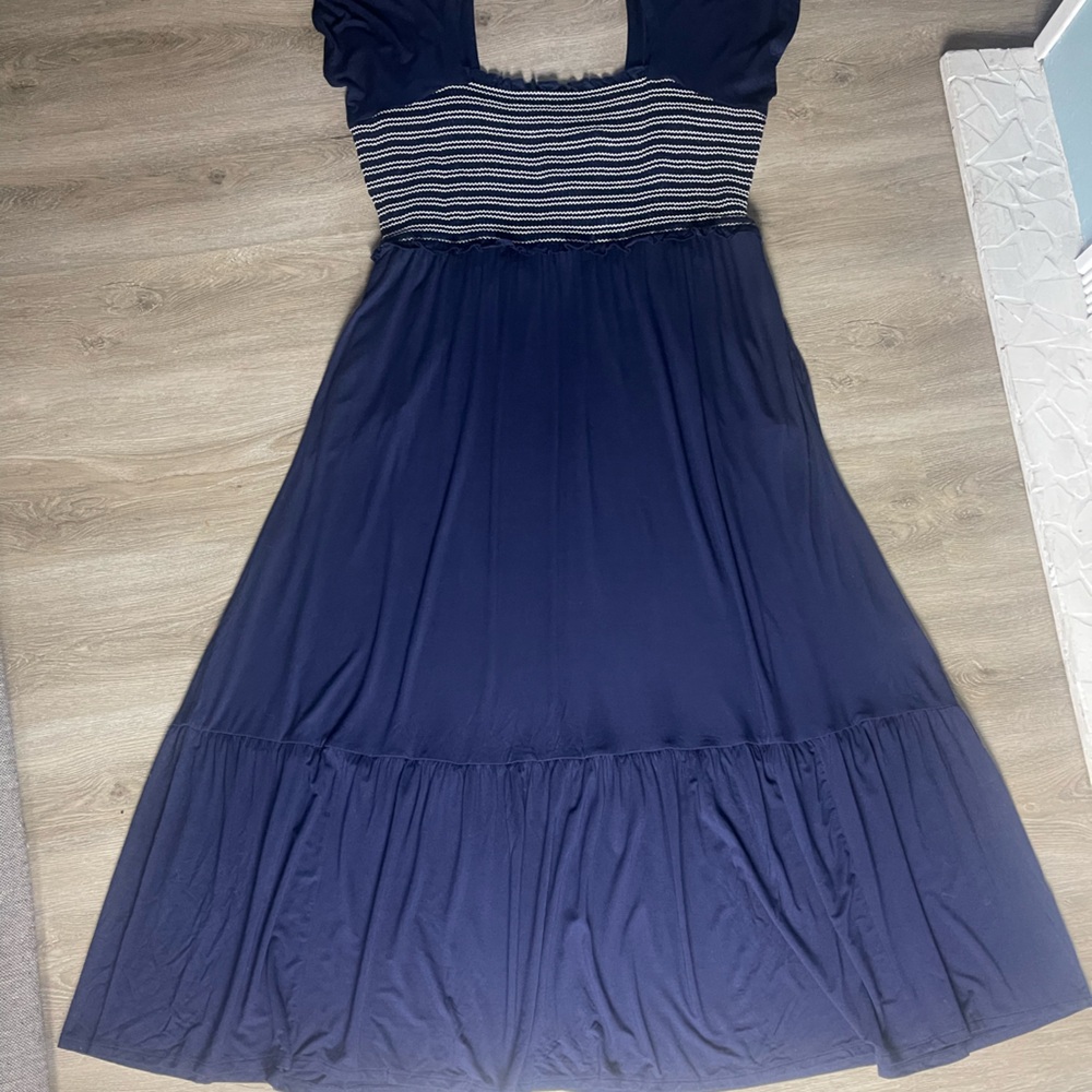 NWT Lane Bryant Navy and White Maxi Dress